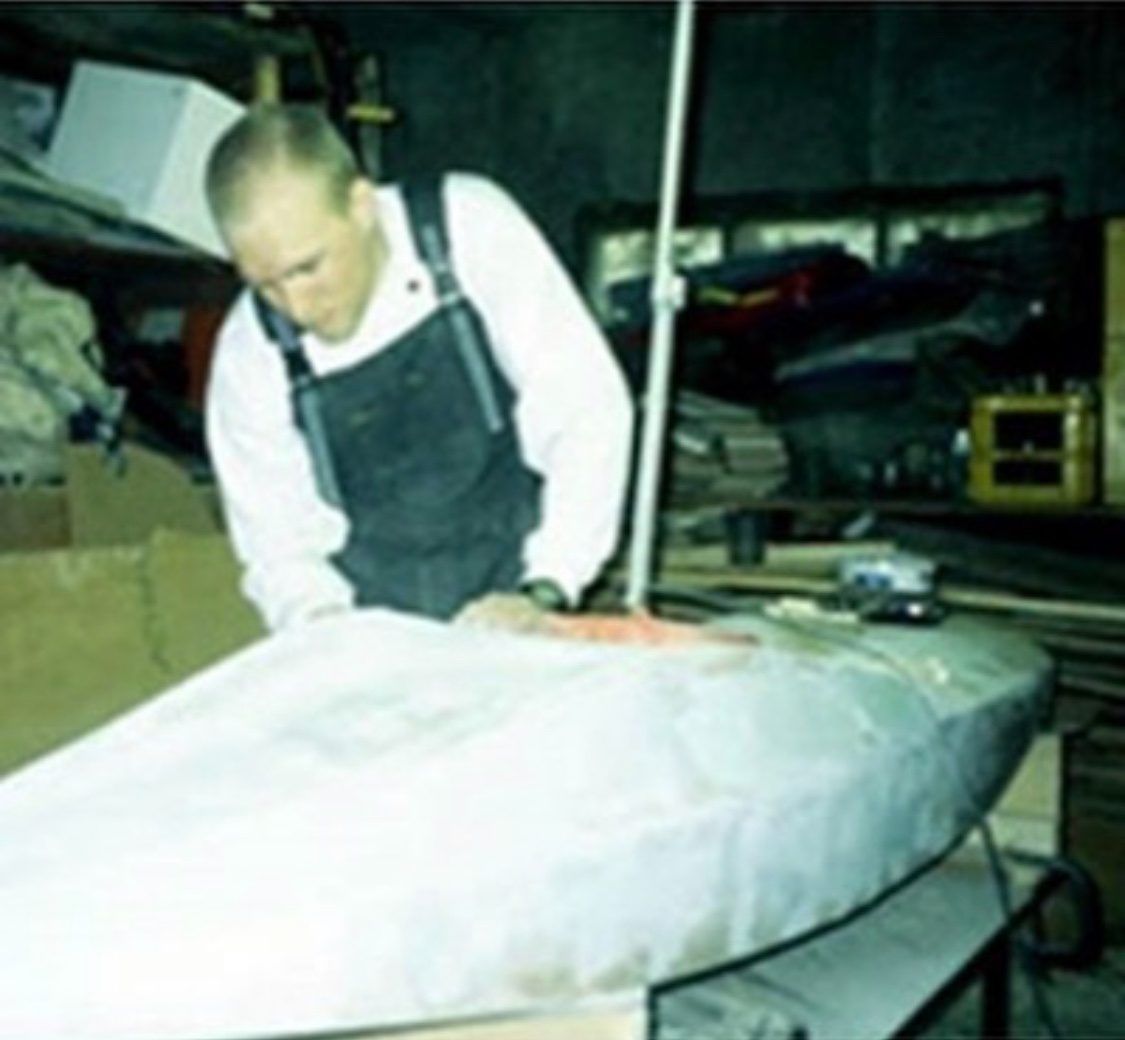 Ståle shaping a kayak in the workshop